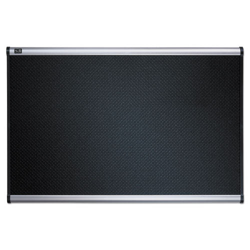 Prestige Black Embossed Foam Bulletin Board, 36" X 24", Black Surface, Silver Aluminum/plastic Frame