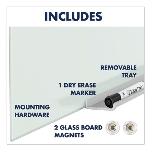 Invisamount Magnetic Glass Marker Board, 39" X 22", White Surface