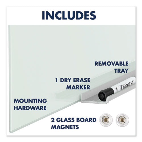 Invisamount Magnetic Glass Marker Board, 50" X 28", White Surface