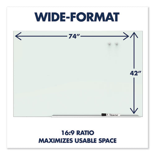 Element Framed Magnetic Glass Dry-erase Boards, 74" X 42", White Surface, Satin Aluminum Frame