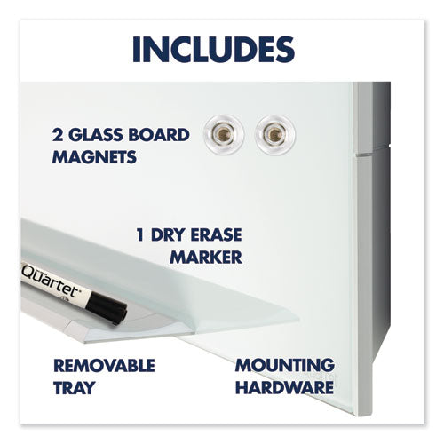 Element Framed Magnetic Glass Dry-erase Boards, 74" X 42", White Surface, Satin Aluminum Frame