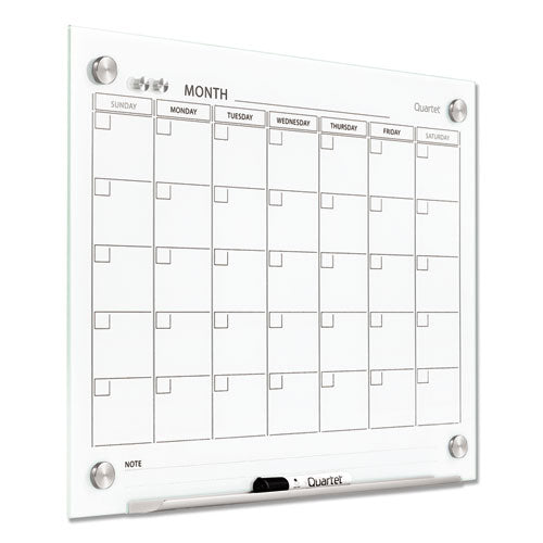 Infinity Magnetic Glass Calendar Board, Monthly Planning/scheduling, 24" X 18", White Surface