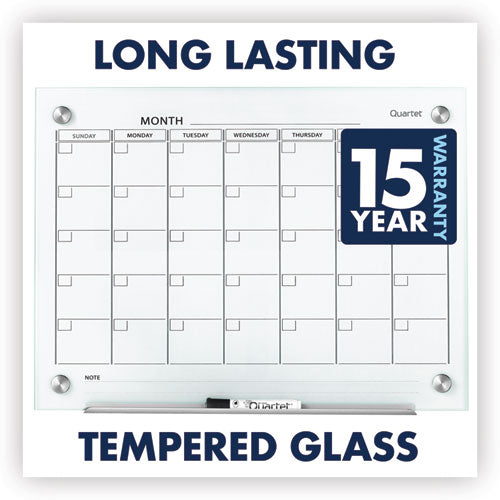 Infinity Magnetic Glass Calendar Board, Monthly Planning/scheduling, 24" X 18", White Surface