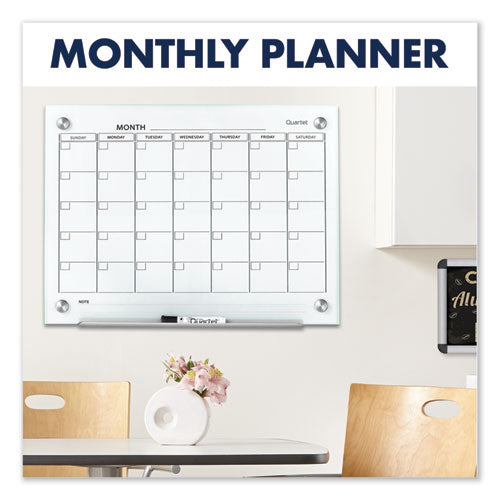 Infinity Magnetic Glass Calendar Board, Monthly Planning/scheduling, 36" X 24", White Surface