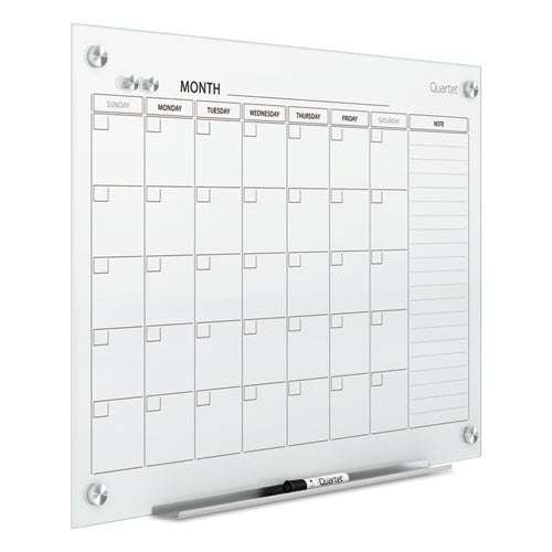 Infinity Magnetic Glass Calendar Board, Monthly Planning/scheduling, 48" X 36", White Surface