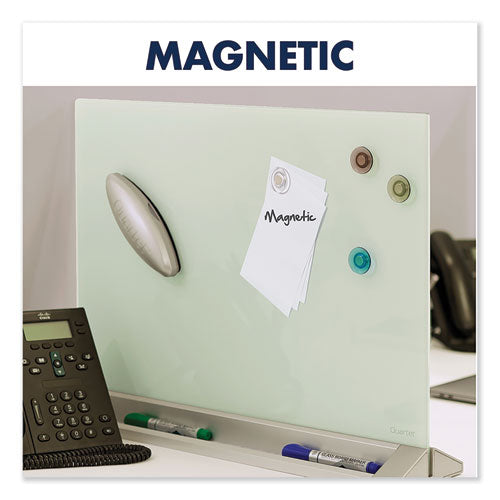 Desktop Magnetic Glass Dry-erase Panel, 23" X 17", White Surface