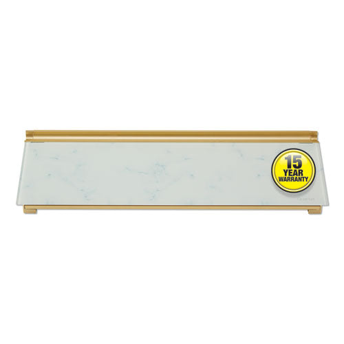 Glass Dry Erase Desktop Computer Pad, 18" X 6", Marble Surface