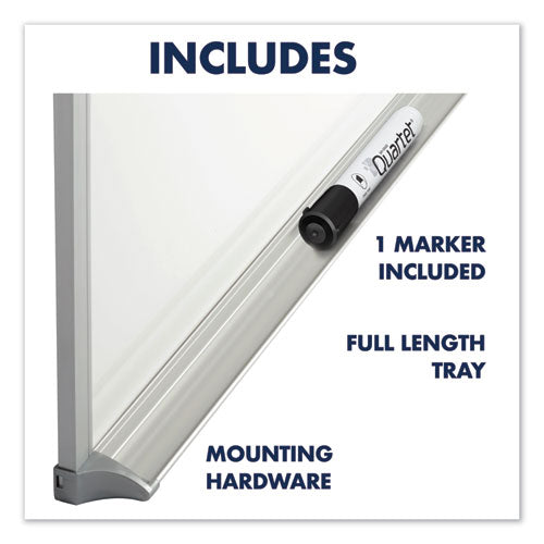 Porcelain Magnetic Whiteboard, 96" X 48", White Surface, Satin Aluminum Frame