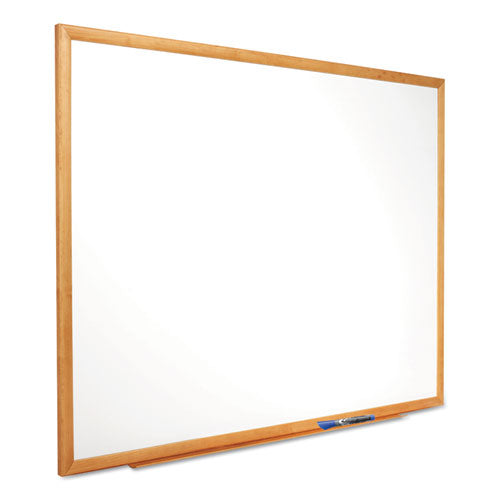 Classic Series Total Erase Dry Erase Boards, 36" X 24", White Surface, Oak Finished Fiberboard (mdf) Frame