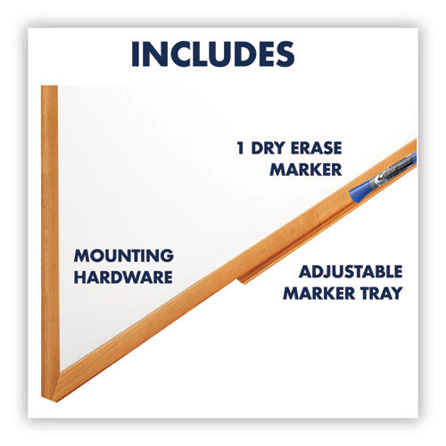 Classic Series Total Erase Dry Erase Boards, 36" X 24", White Surface, Oak Finished Fiberboard (mdf) Frame