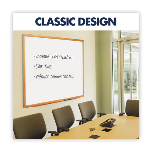 Classic Series Total Erase Dry Erase Boards, 36" X 24", White Surface, Oak Finished Fiberboard (mdf) Frame