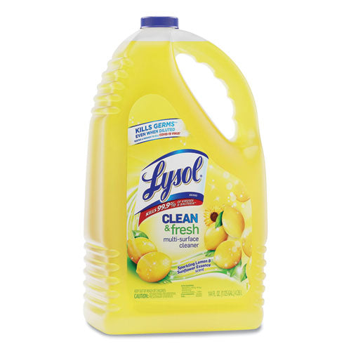 Clean And Fresh Multi-surface Disinfectant Cleaner, Sparkling Lemon And Sunflower Essence, 144 Oz Bottle, 4/carton