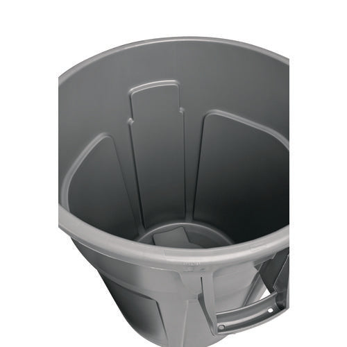 Vented Round Brute Container, 20 Gal, Plastic, Gray