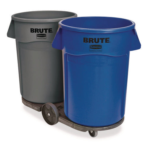 Vented Round Brute Container, 32 Gal, Plastic, Blue