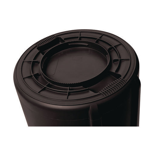 Vented Round Brute Container, 44 Gal, Plastic, Black