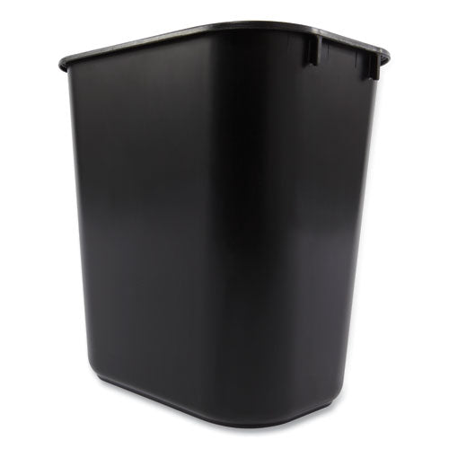 Deskside Plastic Wastebasket, 3.5 Gal, Plastic, Black