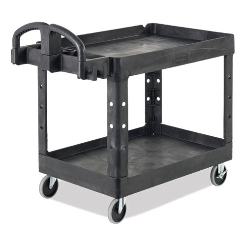 Brute Heavy-duty Utility Cart With Lipped Shelves, Plastic, 2 Shelves, 500 Lb Capacity, 25.9" X 45.2" X 32.2", Black