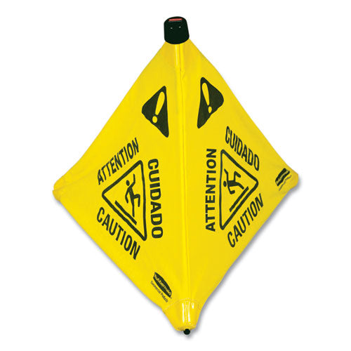 Multilingual Pop-up Wet Floor Safety Cone, 21 X 21 X 30, Yellow