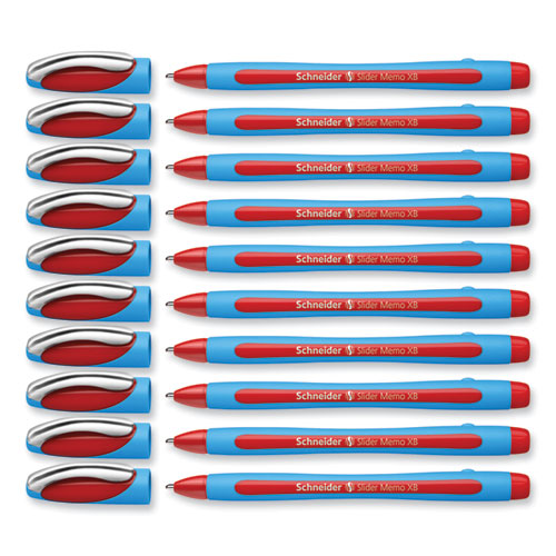 Slider Memo Xb Ballpoint Pen, Stick, Extra-bold 1.4 Mm, Red Ink, Red/light Blue Barrel, 10/box