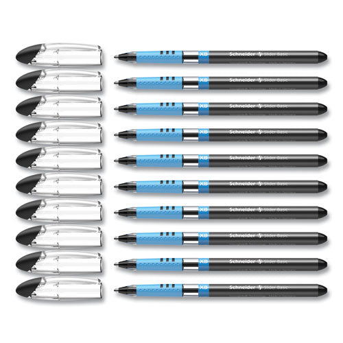 Slider Basic Ballpoint Pen, Stick, Extra-bold 1.4 Mm, Black Ink, Black Barrel, 10/box