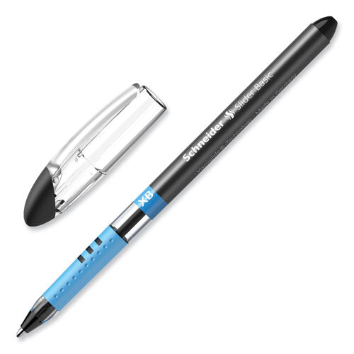 Slider Basic Ballpoint Pen, Stick, Extra-bold 1.4 Mm, Black Ink, Black Barrel, 10/box