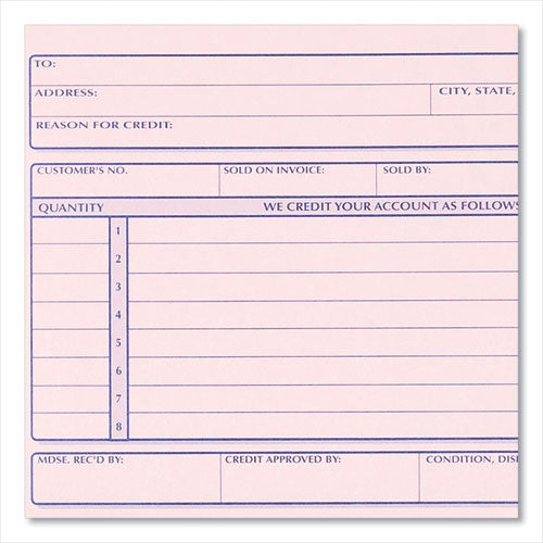 Credit Memo Book, Three-part Carbonless, 5.5 X 7.88, 50 Forms Total