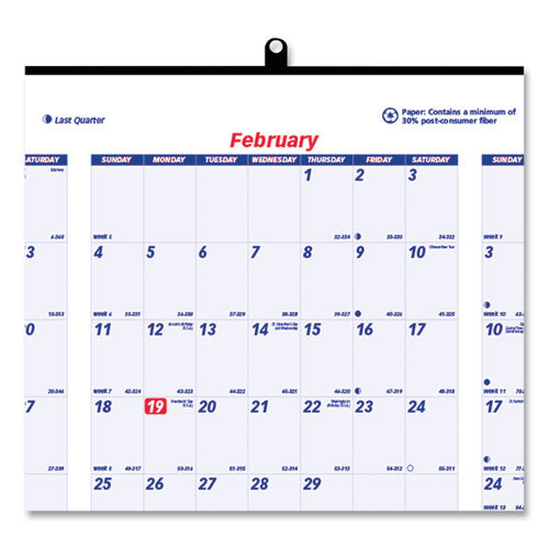 Yearly Wall Calendar, 24 X 36, White/blue Sheets, 12-month (jan To Dec): 2025