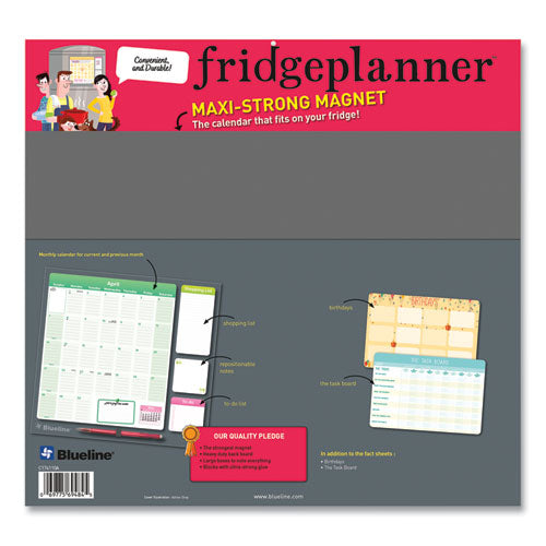 Fridge Planner Magnetized Monthly Calendar With Pads + Pencil, 14 X 13.5, Yellow/green Sheets, 17-month: Aug 2024 To Dec 2025