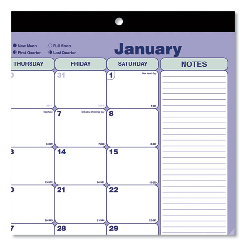 Monthly Desk Pad Calendar, 17.75 X 10.88, White/blue/green Sheets, Black Binding, Clear Corners, 12-month (jan To Dec): 2025