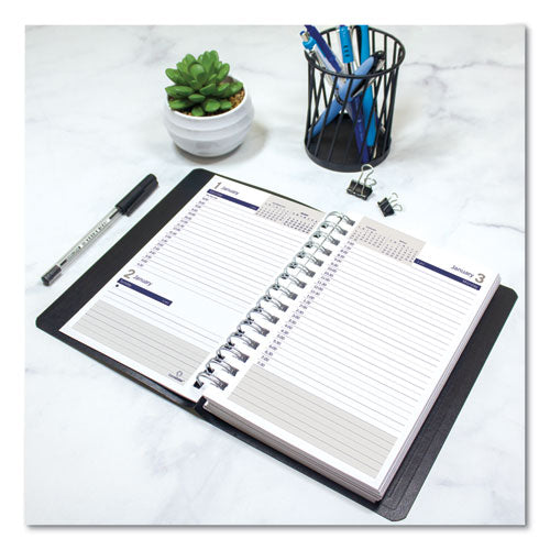 Duraglobe Daily Planner, 30-minute Appointments, 8 X 5, Black Soft Cover, 12-month (jan To Dec): 2025