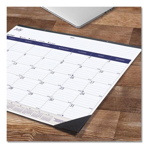 Duraglobe Academic Desk Pad Calendar, 22 X 17, White/blue/gray Sheets, Black Headband, 13-month (july To July): 2024 To 2025