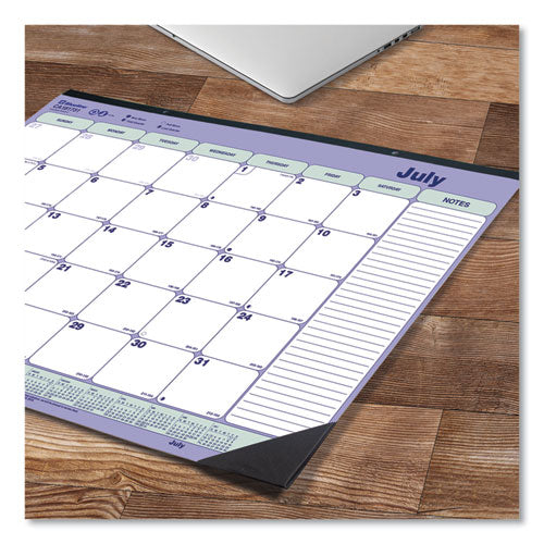 Academic 13-month Desk Pad Calendar, 21.25 X 16, White/blue/green Sheets, Black Headband, 13-month (july To July): 2024-2025