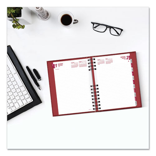 Coilpro Ruled Daily Planner, 8.25 X 5.75, Red Cover, 12-month (jan To Dec): 2025