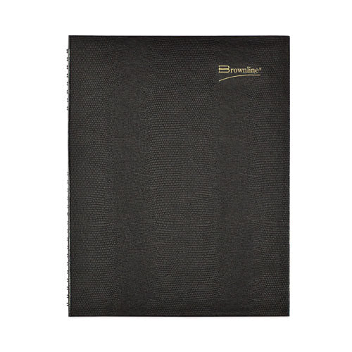 Coilpro Weekly Appointment Book In Columnar Format, 11 X 8.5, Black Lizard-look Cover, 12-month (jan To Dec): 2025