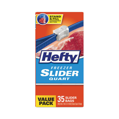 Slider Stand And Fill Freezer Storage Bags, 32 Oz, 7" X 8", Clear, 35 Bags/box, 9 Boxes/carton