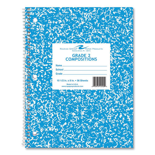 Wirebound Notebook, Grade 2 Manuscript Format, Blue Marble Cover, (36) 10.5 X 8 Sheets, 48/carton