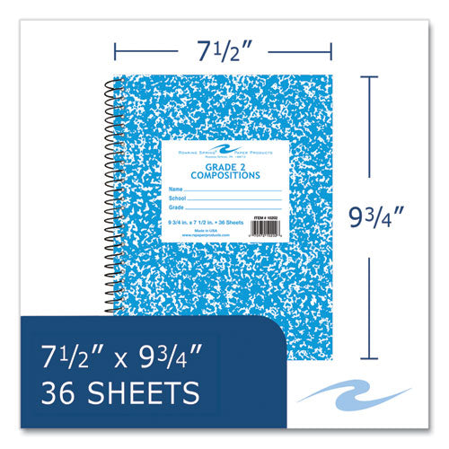 Composition Book, 1-subject, Grade 2 Manuscript Format, Blue Cover, (36) 9.75 X 7.5 Sheets, 48/carton