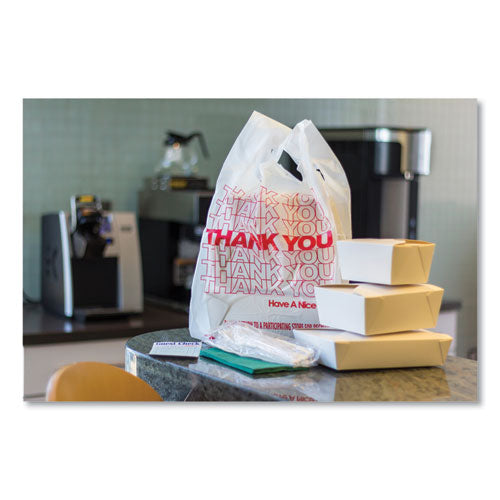 Thank You Bags, Thank You - Have A Nice Day Labeling, Cut-out Handles, 13" X 23" X 23", White/red, 1,000/carton