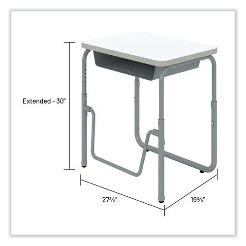 Alphabetter 2.0 Height-adjustable Student Desk With Pendulum Bar And Book Box, 27.75 X 19.75 X 22 To 30, Dry Erase