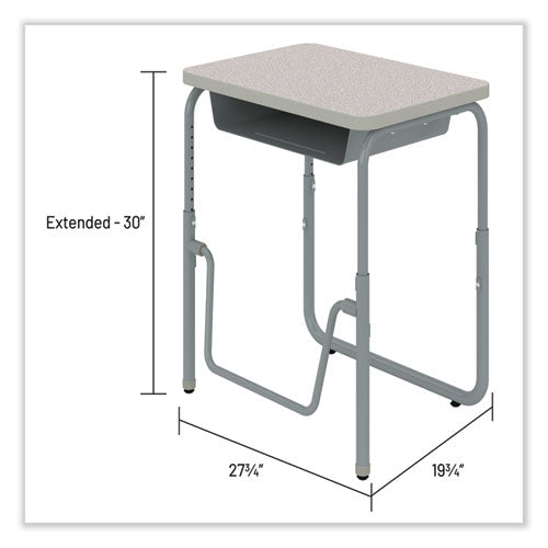 Alphabetter 2.0 Height-adjustable Student Desk With Pendulum Bar And Book Box, 27.75" X 19.75" X 22" To 30", Pebble Gray