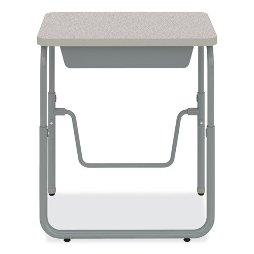 Alphabetter 2.0 Height-adjustable Student Desk With Pendulum Bar And Book Box, 27.75" X 19.75" X 22" To 30", Pebble Gray