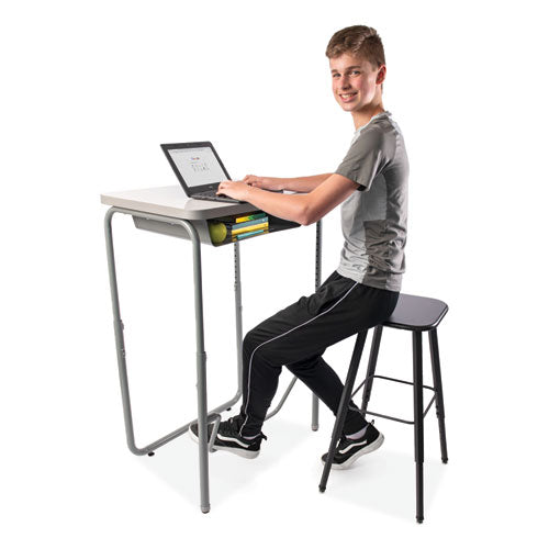 Alphabetter 2.0 Height-adjustable Student Desk With Pendulum Bar And Book Box, 27.75 X 19.75 X 29 To 43, Dry Erase