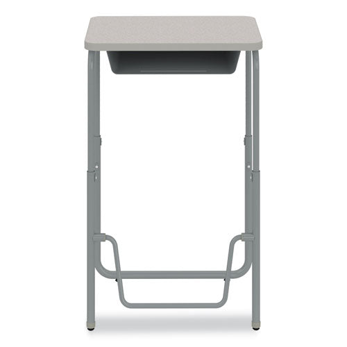 Alphabetter 2.0 Height-adjustable Student Desk With Pendulum Bar And Book Box, 27.75 X 19.75 X 29 To 43, Pebble Gray