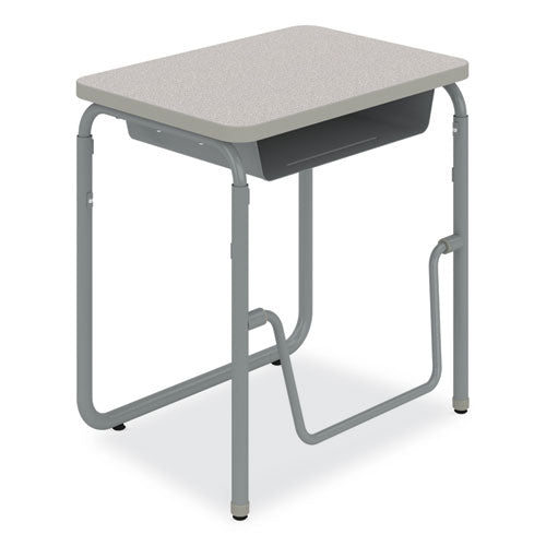 Alphabetter 2.0 Height-adjustable Student Desk With Pendulum Bar And Book Box, 27.75 X 19.75 X 29 To 43, Pebble Gray