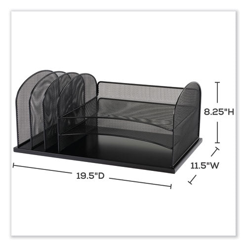 Onyx Desk Organizer With Three Horizontal And Three Upright Sections, Letter Size Files, 19.25 X 11.5 X 8.25,wine