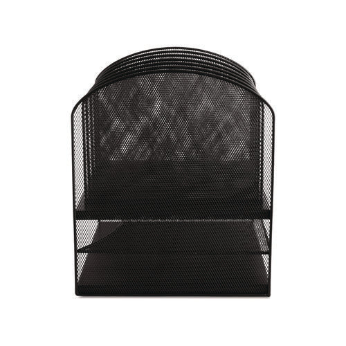 Onyx Mesh Desk Organizer With Two Horizontal And Six Upright Sections, Letter Size Files, 13.25" X 11.5" X 13", Black