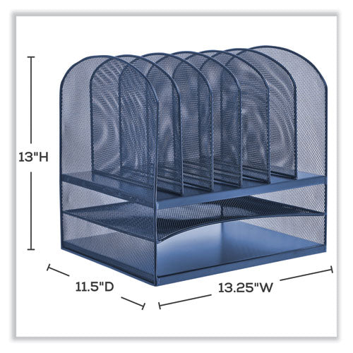 Onyx Desk Organizer With Two Horizontal And Six Upright Sections, Letter Size Files, 13.25 X 11.5 X 13, Blue