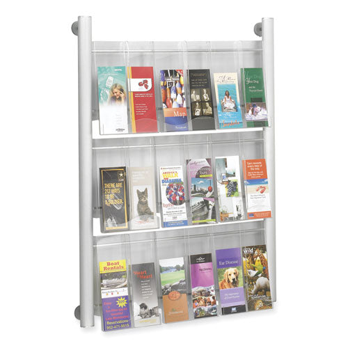 Luxe Magazine Rack, 9 Compartments, 31.75w X 5d X 41h, Clear/silver