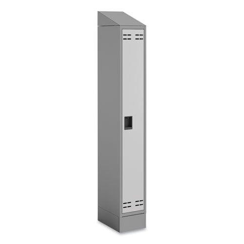 Single Sloped Metal Locker Hood Addition, 12w X 18d X 6h, Gray