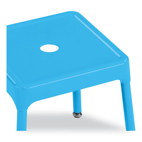 Steel Counter Stool, Backless, Supports Up To 250 Lb, 25" Seat Height, Baby Blue Seat, Baby Blue Base